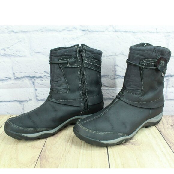 Merrell Dewbrook Black Leather Side Zip Insulated Waterproof Winter Boots Sz 7.5 - Picture 2 of 10